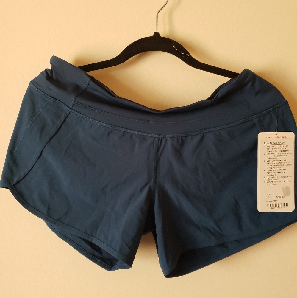 Lululemon Blue Run Times Shorts Size 8 NWT